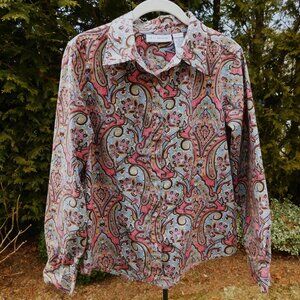 J. G. Hook Paisley Print Cotton Buttondown Top